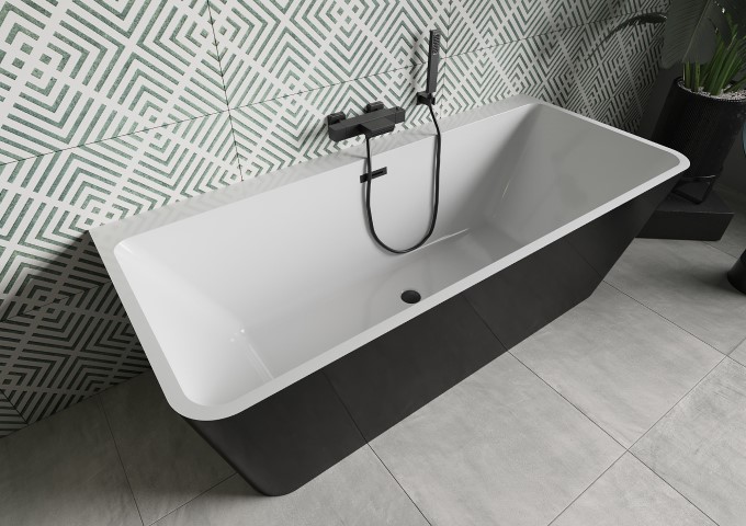 μοντέρνα Ελεύθερη μπανιέρα τοίχου 170x80 cm