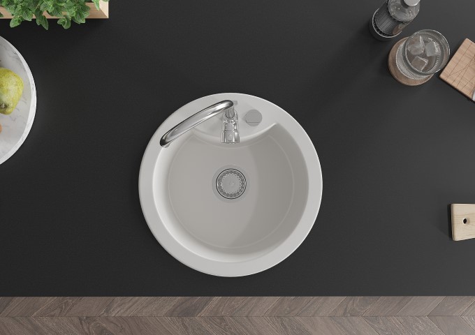 Λευκοί νεροχύτες γρανίτη μονής λεκάνης