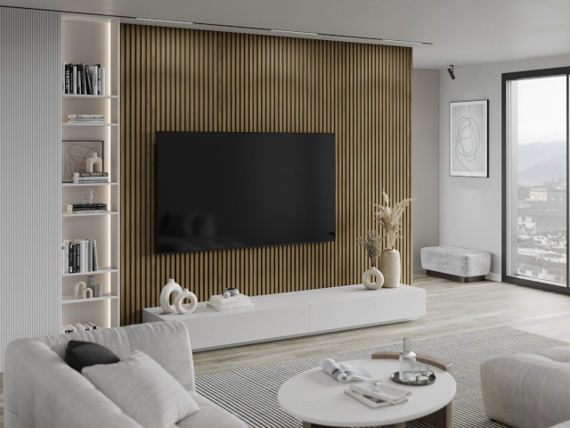 λαμέλες φυσικό δρυς στο σαλόνι