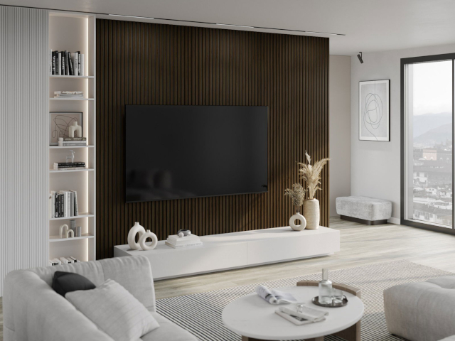 Lameles τοίχου wenge στο σαλόνι