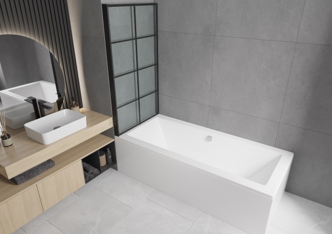 Πτυσσόμενη οθόνη μπανιέρας σε μπάνιο