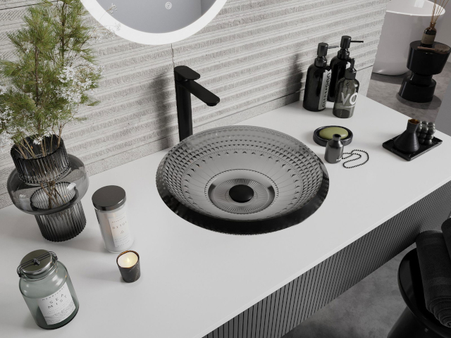 Λευκός πάγκος ντουλαπιών μπάνιου