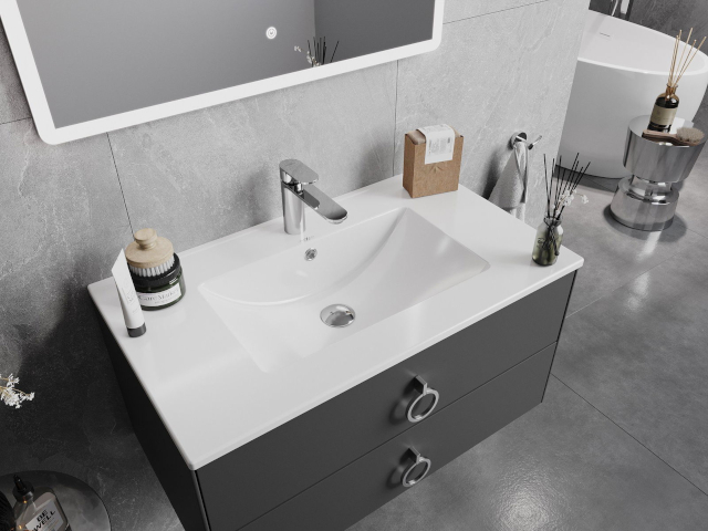 Παράδειγμα διάταξης σκηνής μπάνιου με νιπτήρα 80