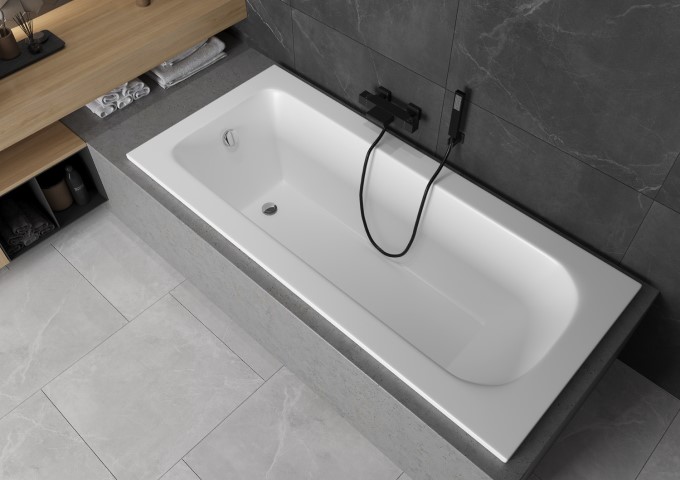 ενσωματωμένη ακρυλική μπανιέρα σε μπάνιο