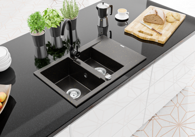 Νεροχύτες γρανίτη με μπαταρία μαύροι