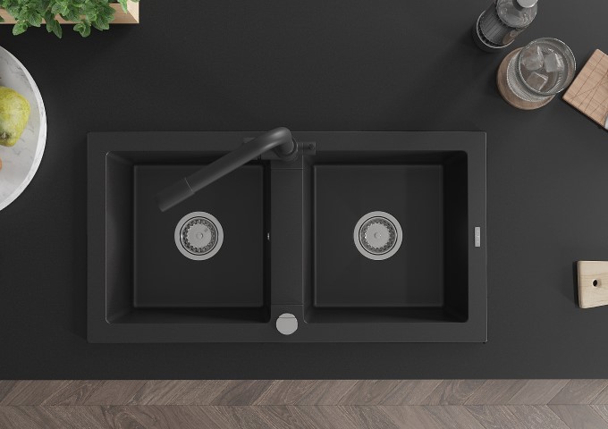 Γρανιτένιες νεροχύτες δίθαμες μαύρες