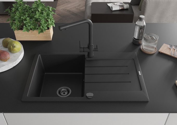 Βρύσες κουζίνας με δυνατότητα σύνδεσης φίλτρου νερού μαύρες