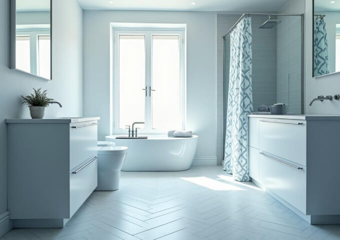 Πλακάκια βινυλίου ψαροκόκα στο μπάνιο