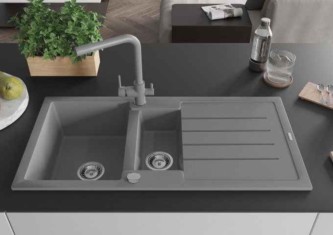 Νεροχύτες γρανίτη με μπαταρία γκρι