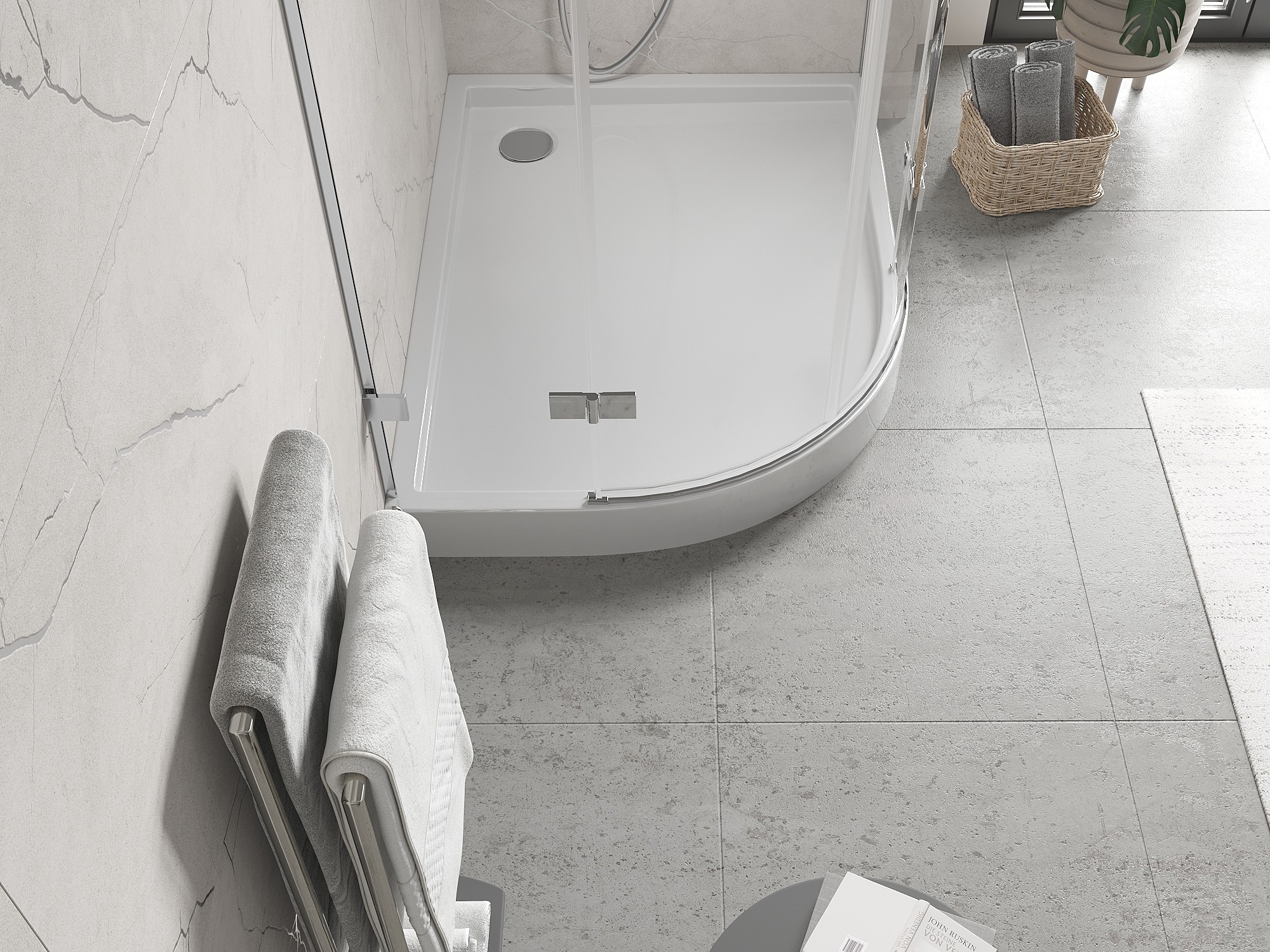 Ασύμμετρη ημικυκλική ντουζιέρα για το μπάνιο