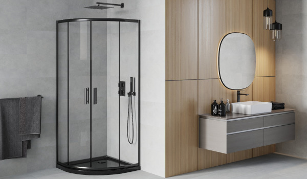 Μαύρη ημικυκλική καμπίνα σε μινιμαλιστικό στιλ