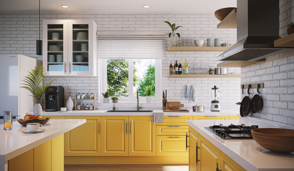 Τοιχοποιία από τούβλα στην κουζίνα