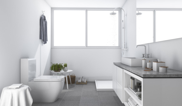 Θέση ορθογώνιου ντουζιέρας στο μπάνιο