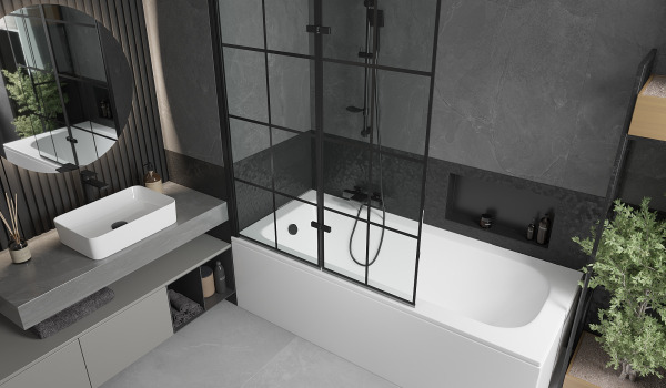 Μπανιέρα με παραβάν σε βιομηχανικό στυλ